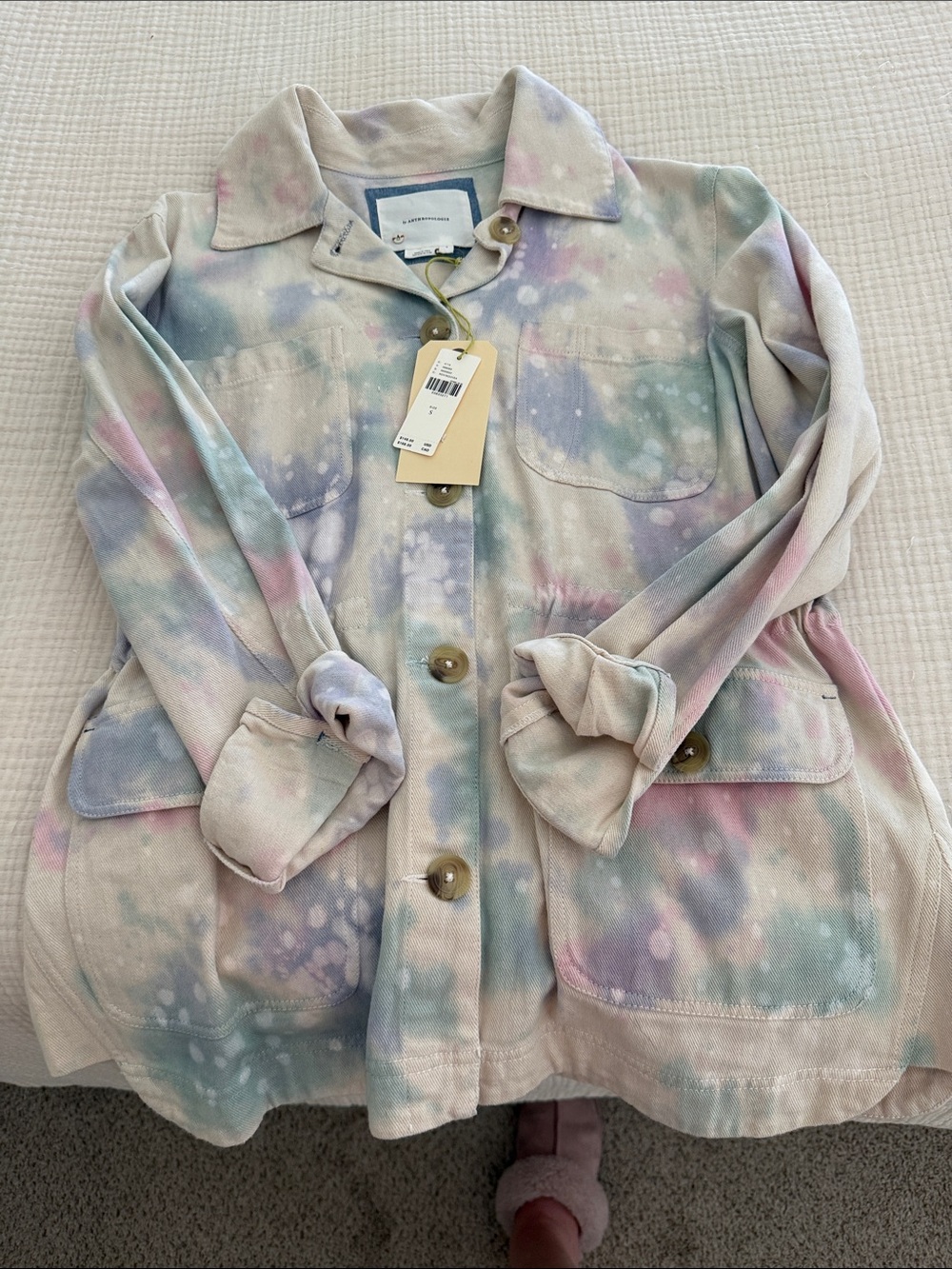 NWT Anthropologie Tie-Dye Pastel Jacket with Pockets - Pastel Multi